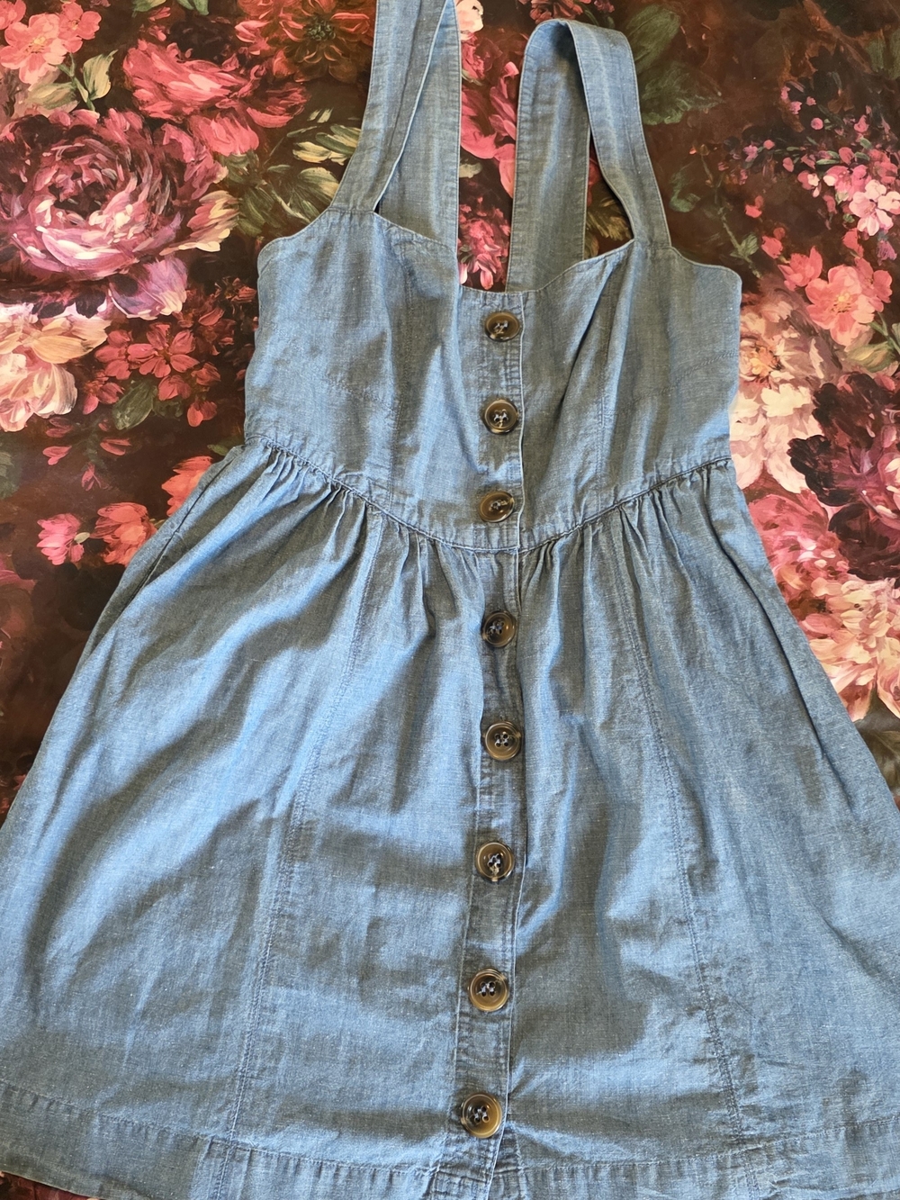 Free People denim-look chambray dress in blue